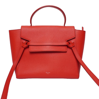 Coquelicot Texture Grained Calfskin Micro Size Belt Shoulder Bag