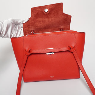 Coquelicot Texture Grained Calfskin Micro Size Belt Shoulder Bag