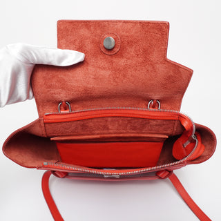 Coquelicot Texture Grained Calfskin Micro Size Belt Shoulder Bag