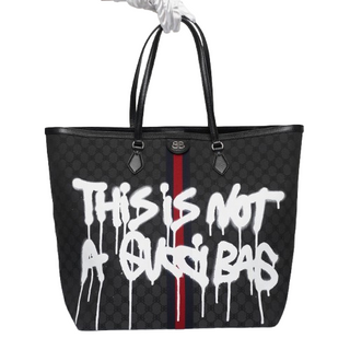 Balenciaga x Gucci The Hacker Project Tote Graffiti BB Coated Large Black