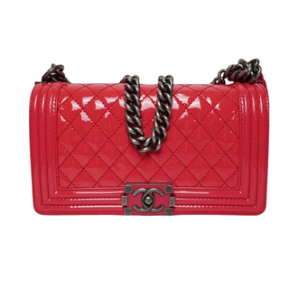 Boy Patent Quilted Medium Flap (Hot) Pink Handbag