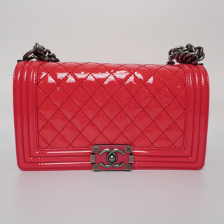 Boy Patent Quilted Medium Flap (Hot) Pink Handbag