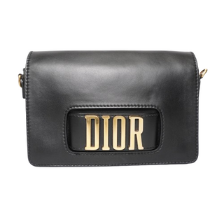 Calfskin Dio(r)evolution Flap leather Clutch Shoulder Black Bag