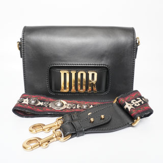 Calfskin Dio(r)evolution Flap leather Clutch Shoulder Black Bag