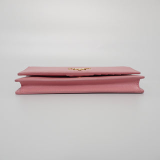 Saffiano Metal Continental Flap Pink Wallet